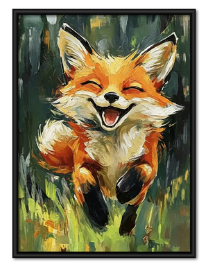 Smiling Fox in Green Meadow Wall Art