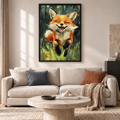 Smiling Fox in Green Meadow Wall Art 2