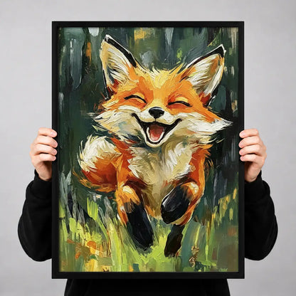 Smiling Fox in Green Meadow Wall Art 3