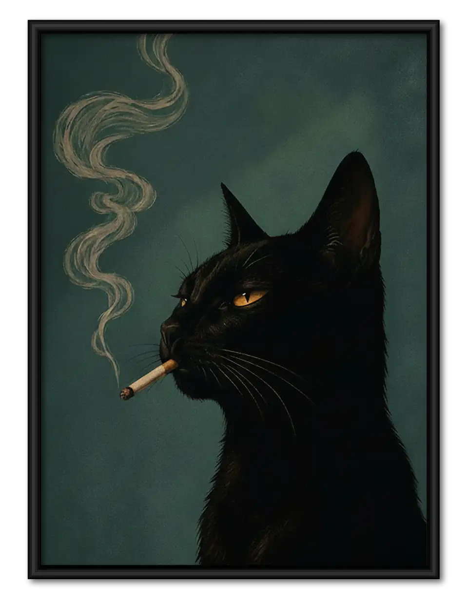 Smoking Black Cat Profile Wall Art 1
