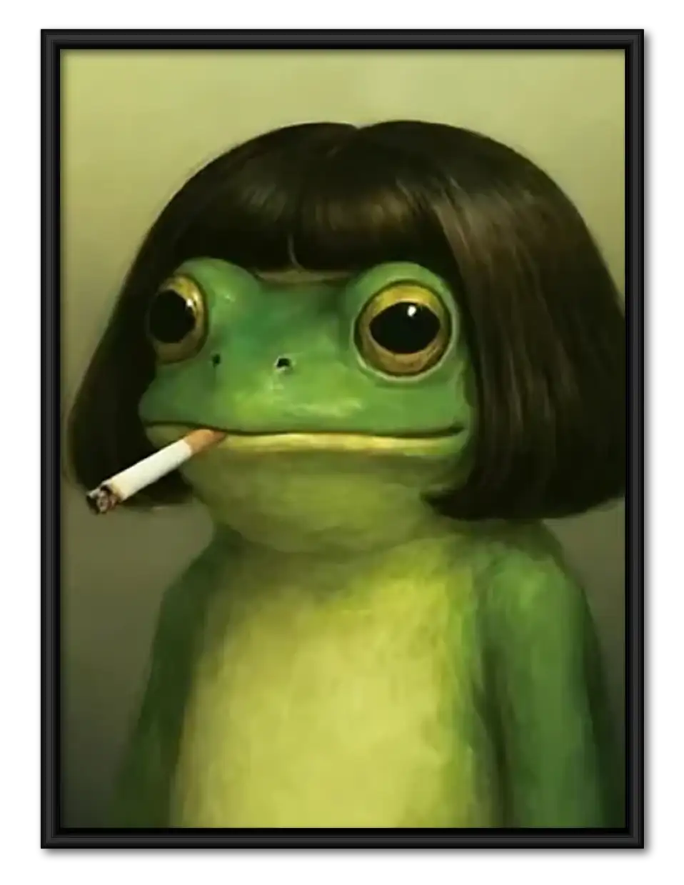Smoking Frog with Bob Haircut Wall Art 1