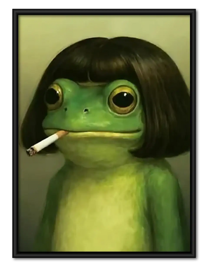 Smoking Frog with Bob Haircut Wall Art