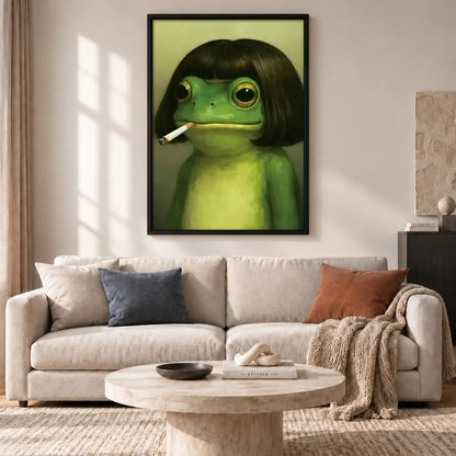 Smoking Frog with Bob Haircut Wall Art 2