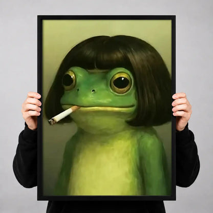 Smoking Frog with Bob Haircut Wall Art 3