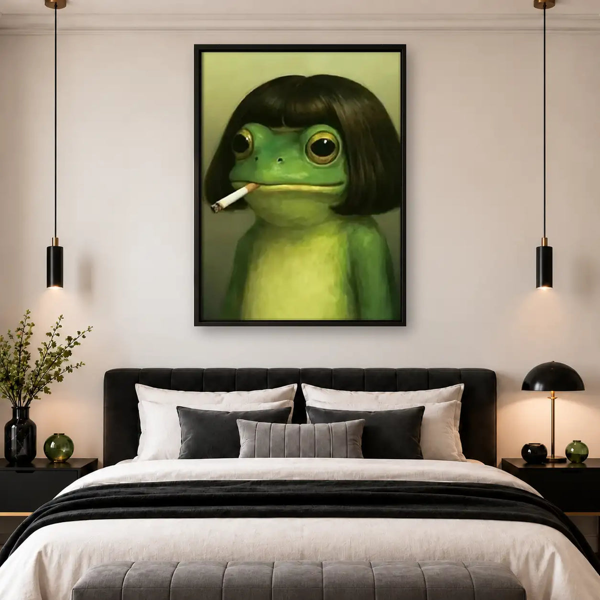 Smoking Frog with Bob Haircut Wall Art 4