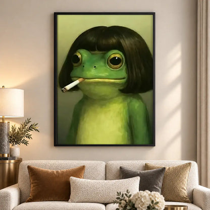 Smoking Frog with Bob Haircut Wall Art 5