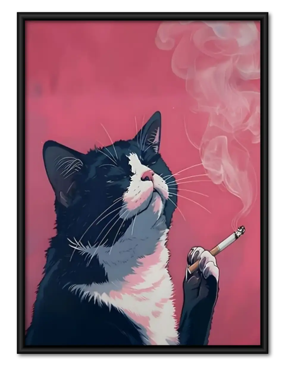 Smoking Tuxedo Cat Portrait Wall Art 1