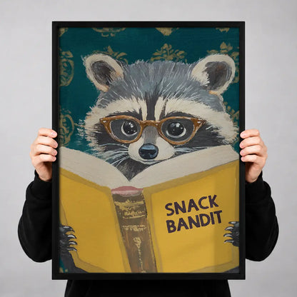 Snack Bandit Raccoon Reading Yellow Book Wall Art 3