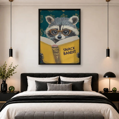 Snack Bandit Raccoon Reading Yellow Book Wall Art 4