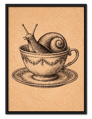 Snail Resting in Teacup Wall Art