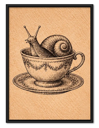 Snail Resting in Teacup Wall Art