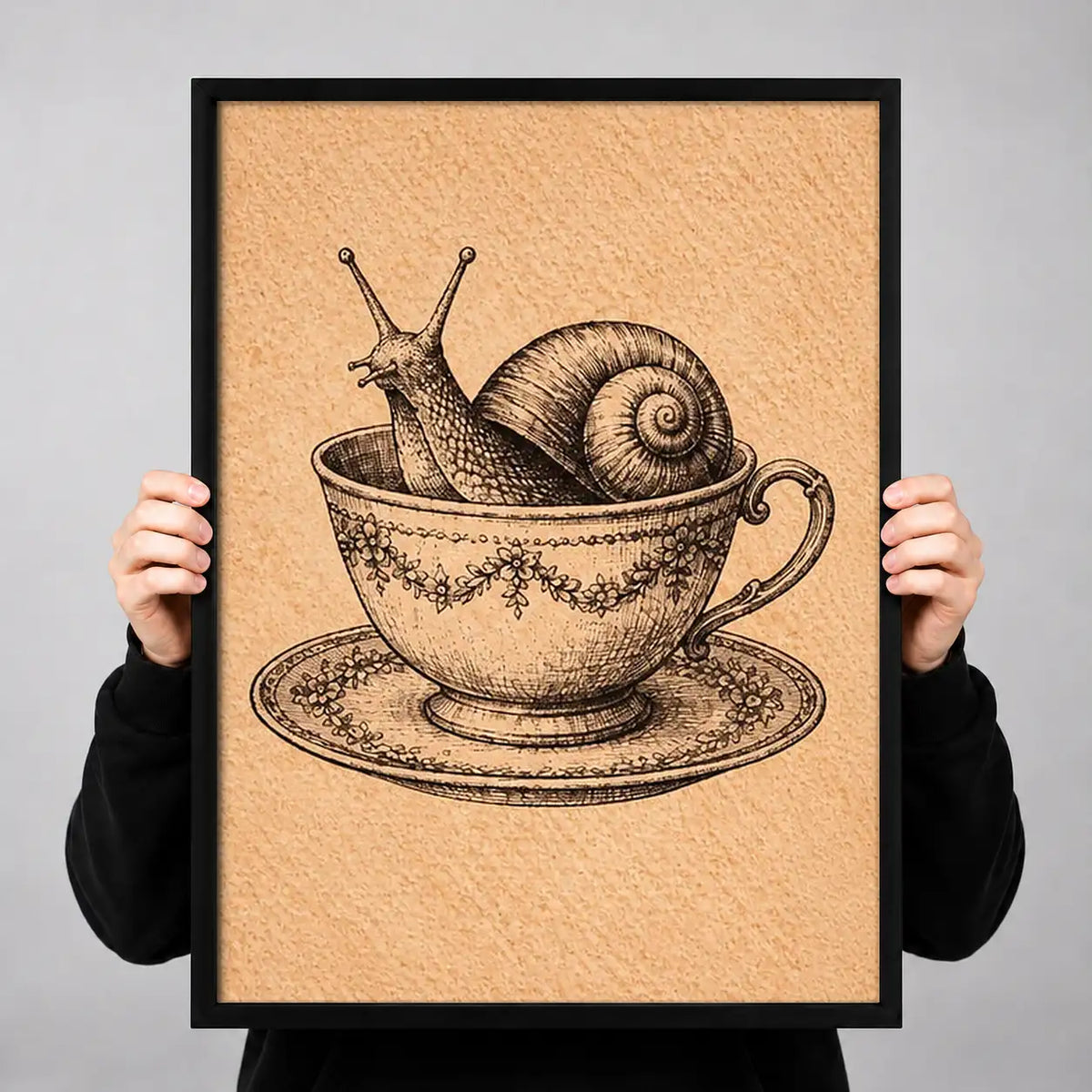 Snail Resting in Teacup Wall Art 3