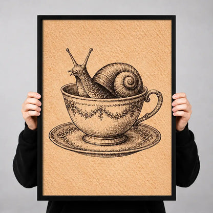 Snail Resting in Teacup Wall Art 3