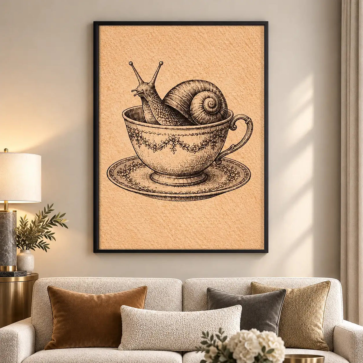 Snail Resting in Teacup Wall Art 5