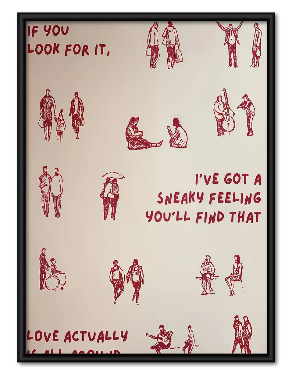 Sneaky Love Feeling Illustrated Typography Wall Art 1