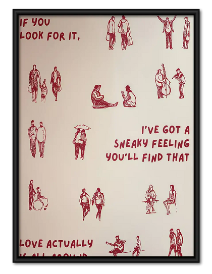 Sneaky Love Feeling Illustrated Typography Wall Art