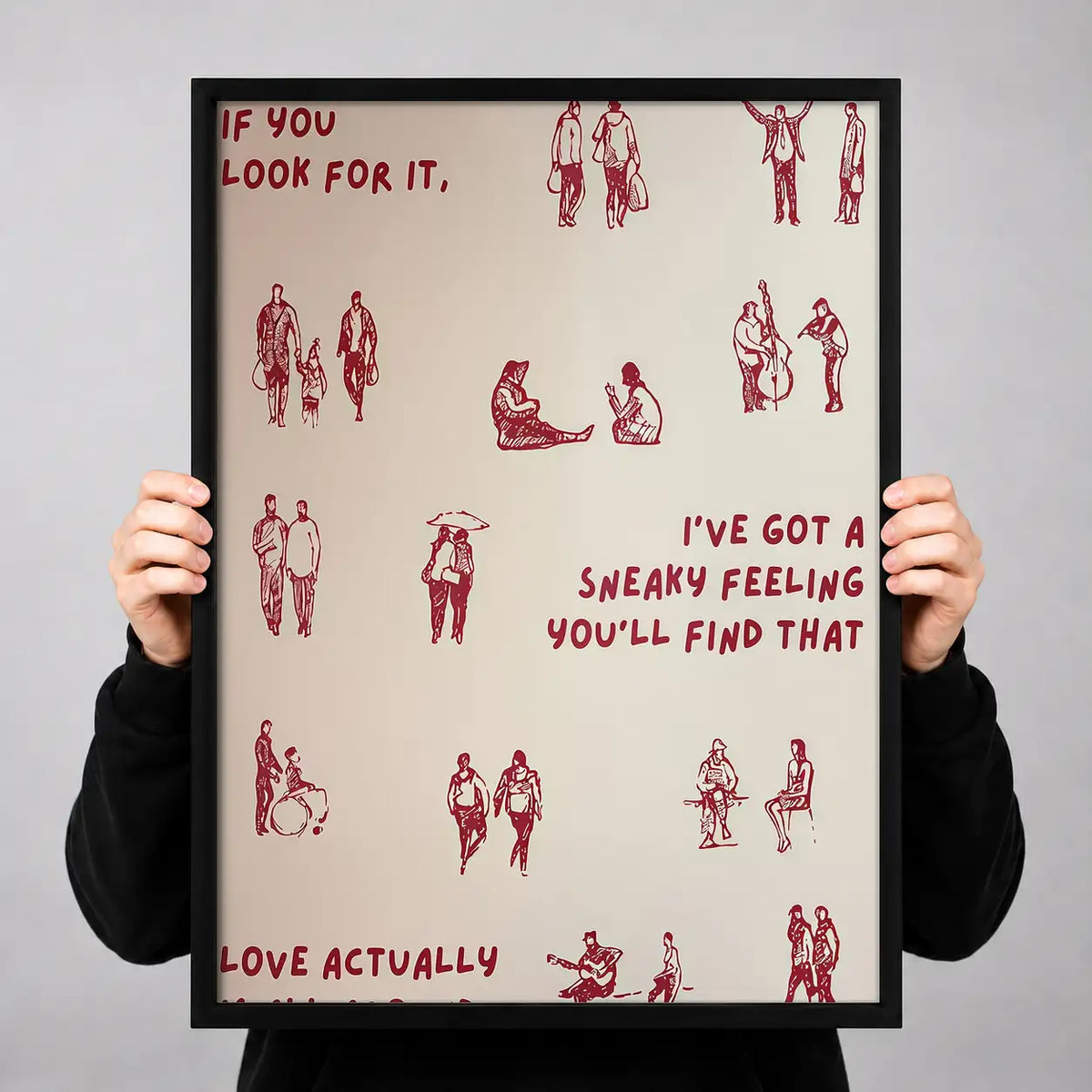 Sneaky Love Feeling Illustrated Typography Wall Art 3