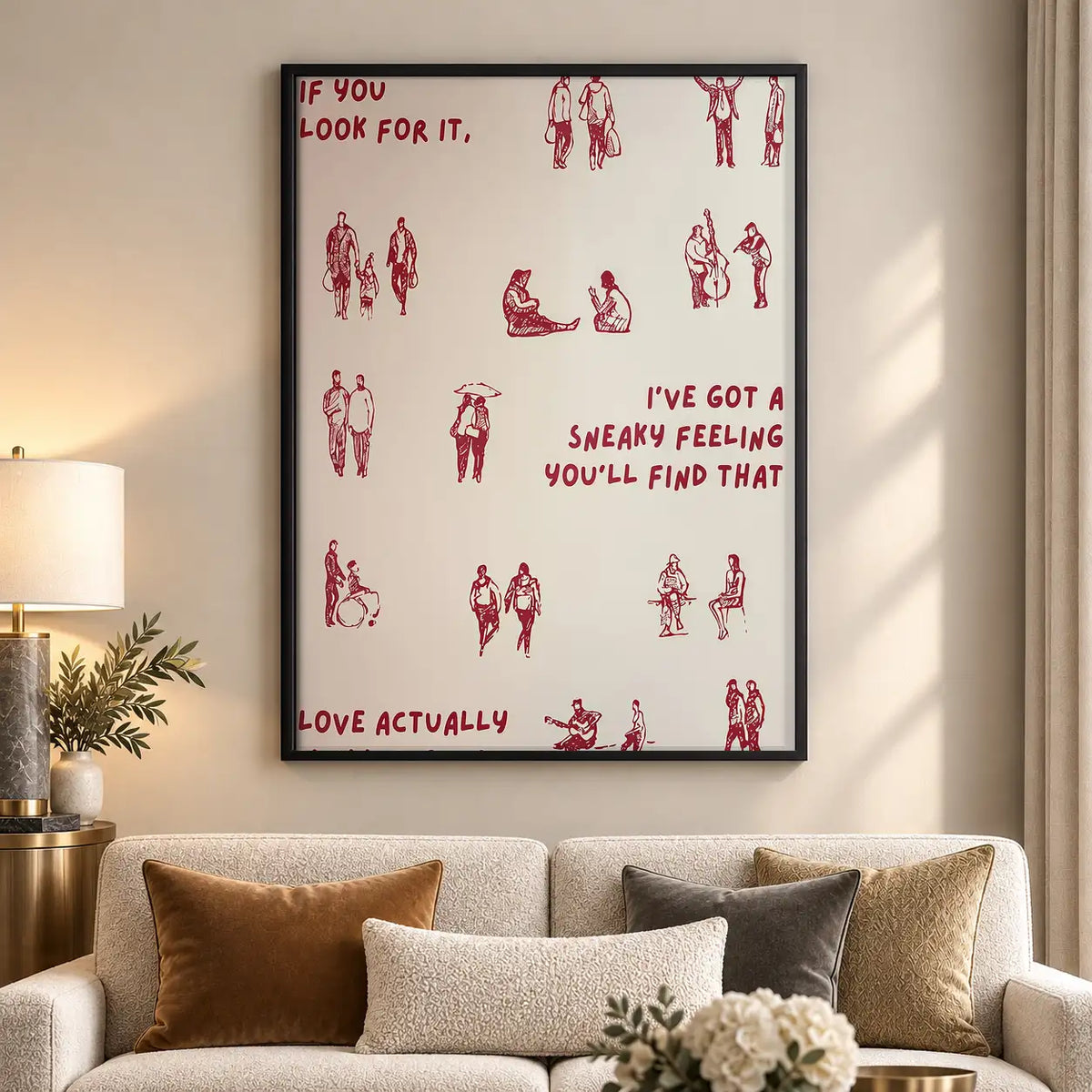 Sneaky Love Feeling Illustrated Typography Wall Art 5