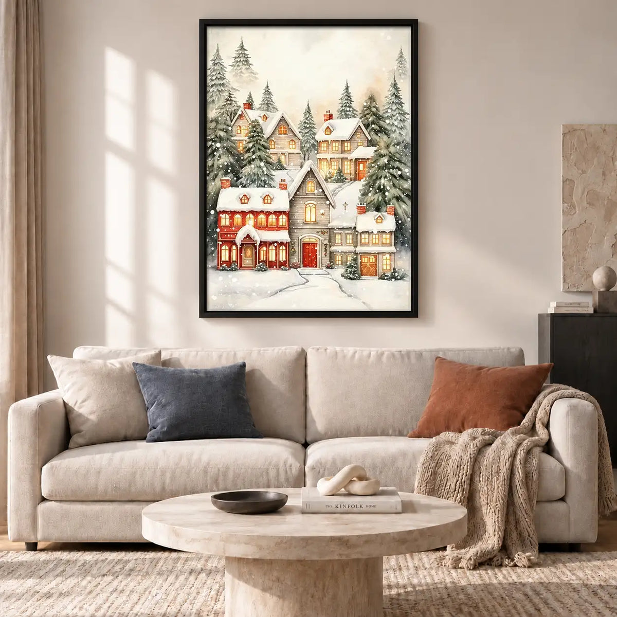 Snowy Christmas Village Wall Art 2