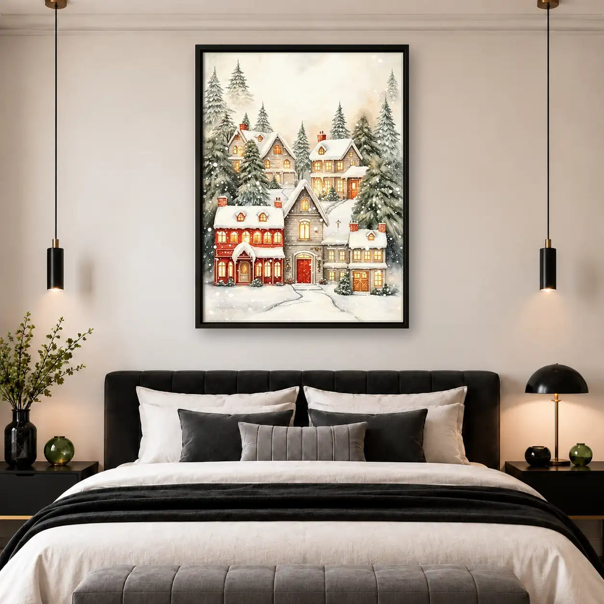 Snowy Christmas Village Wall Art 4