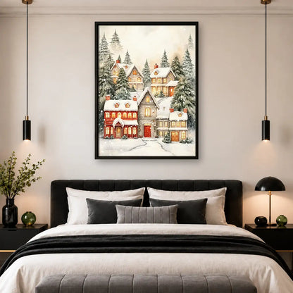 Snowy Christmas Village Wall Art 4