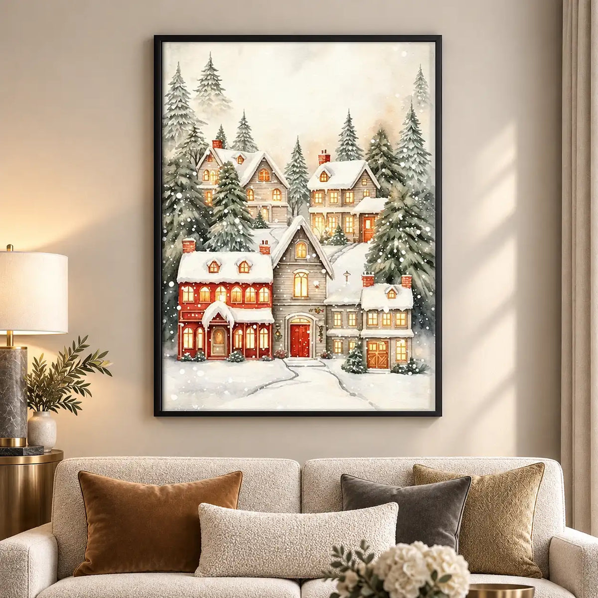 Snowy Christmas Village Wall Art 5