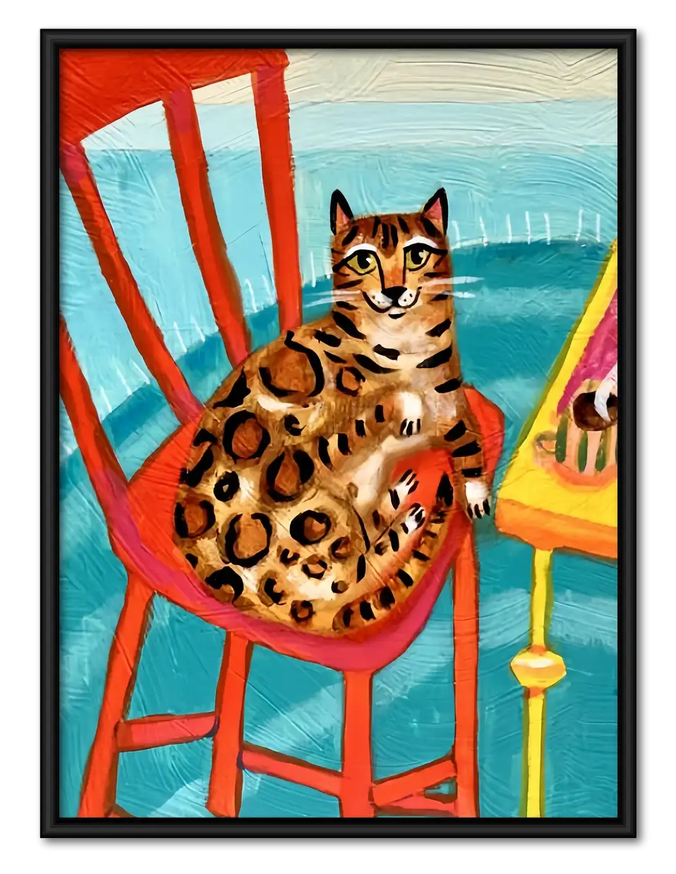 Spotted Cat on Red Chair Wall Art 1