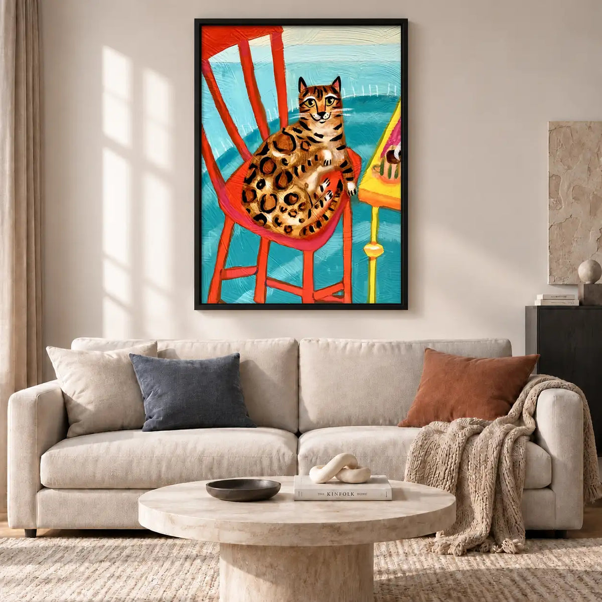 Spotted Cat on Red Chair Wall Art 2