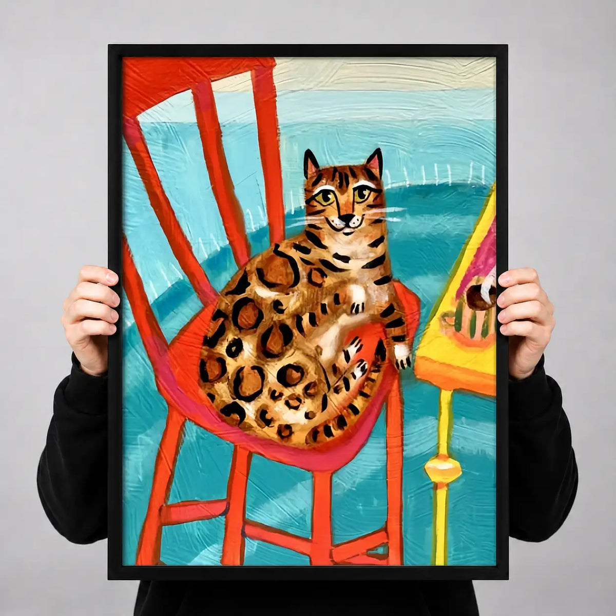 Spotted Cat on Red Chair Wall Art 3