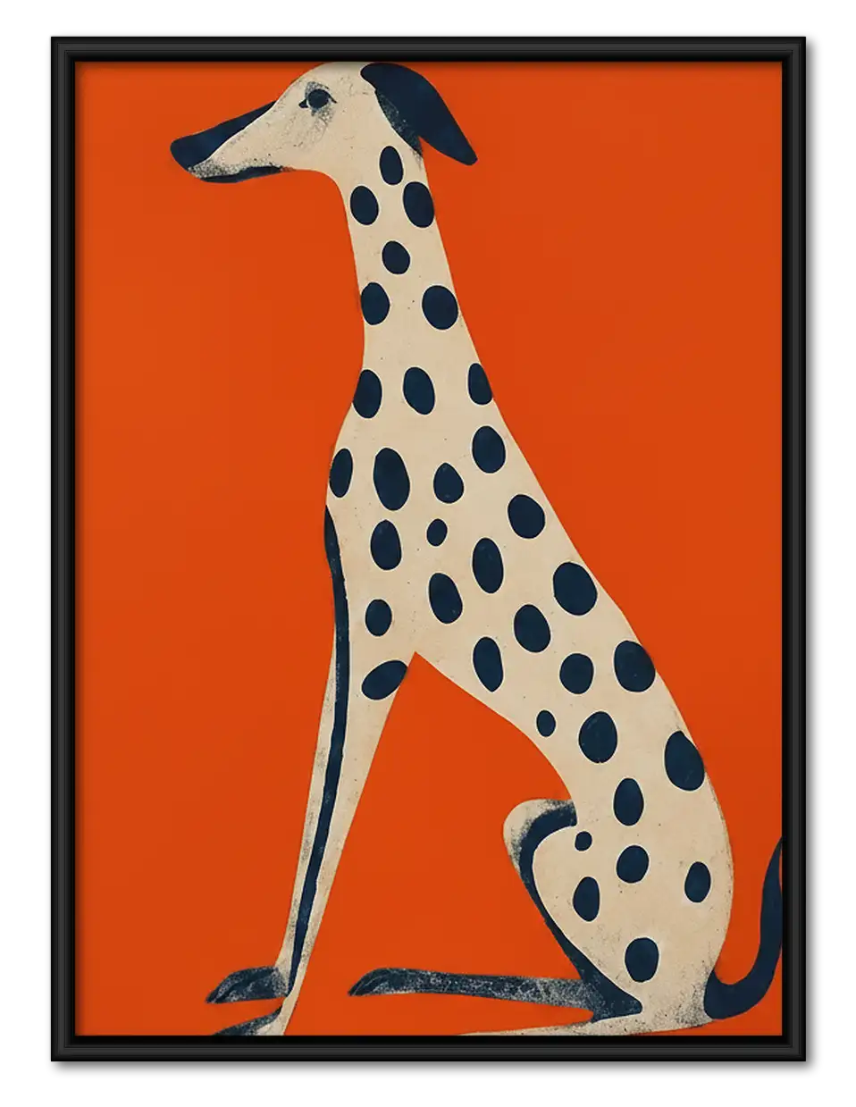 Spotted Greyhound on Orange Wall Art 1