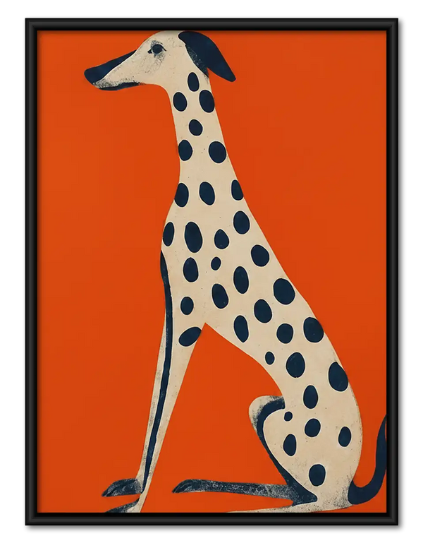 Spotted Greyhound on Orange Wall Art