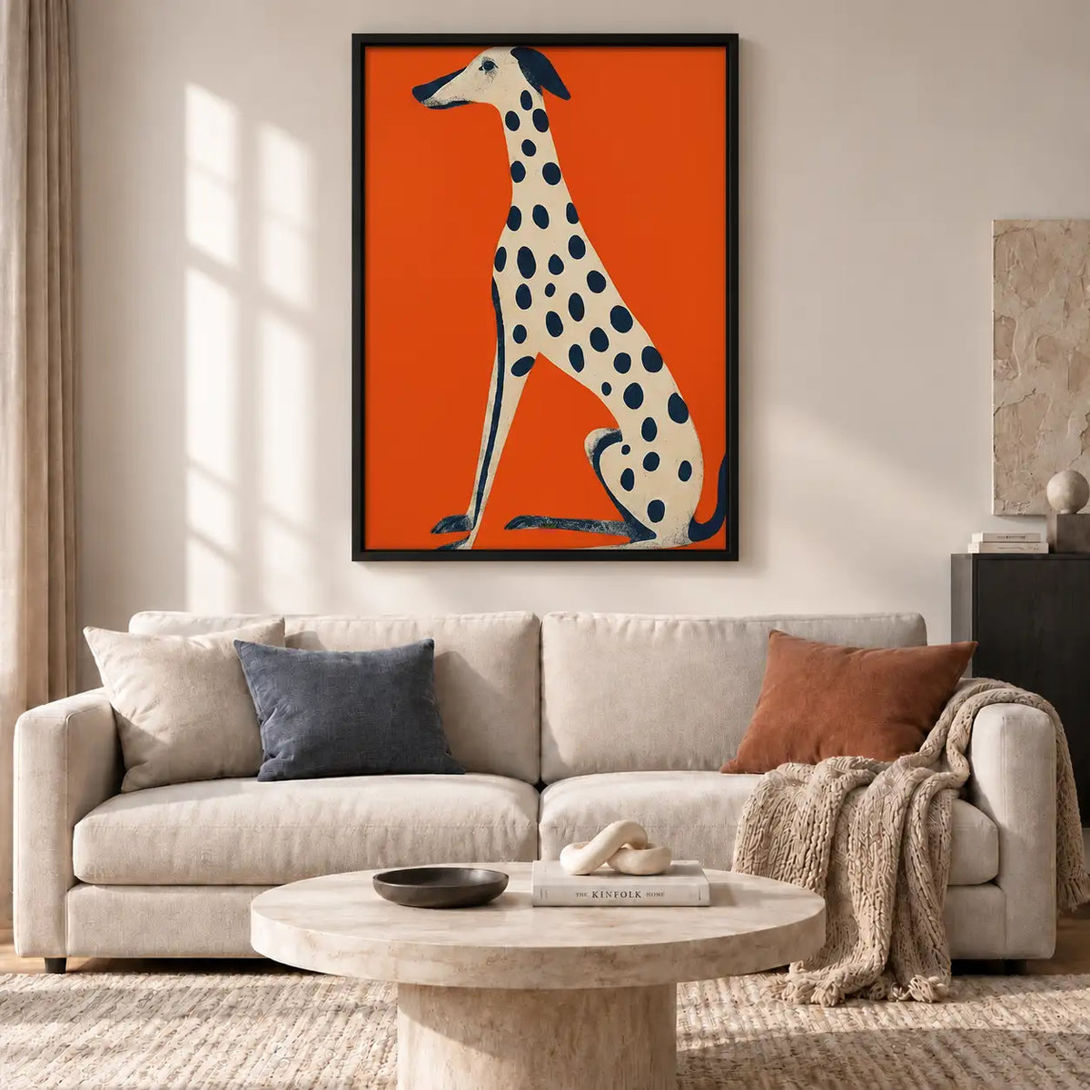 Spotted Greyhound on Orange Wall Art 2
