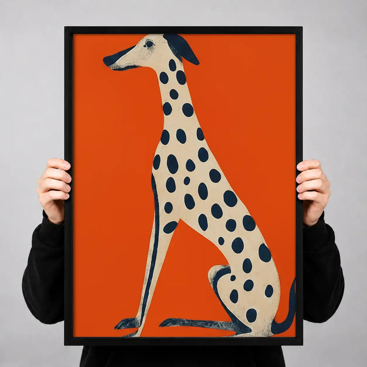 Spotted Greyhound on Orange Wall Art 3
