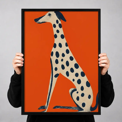 Spotted Greyhound on Orange Wall Art 3
