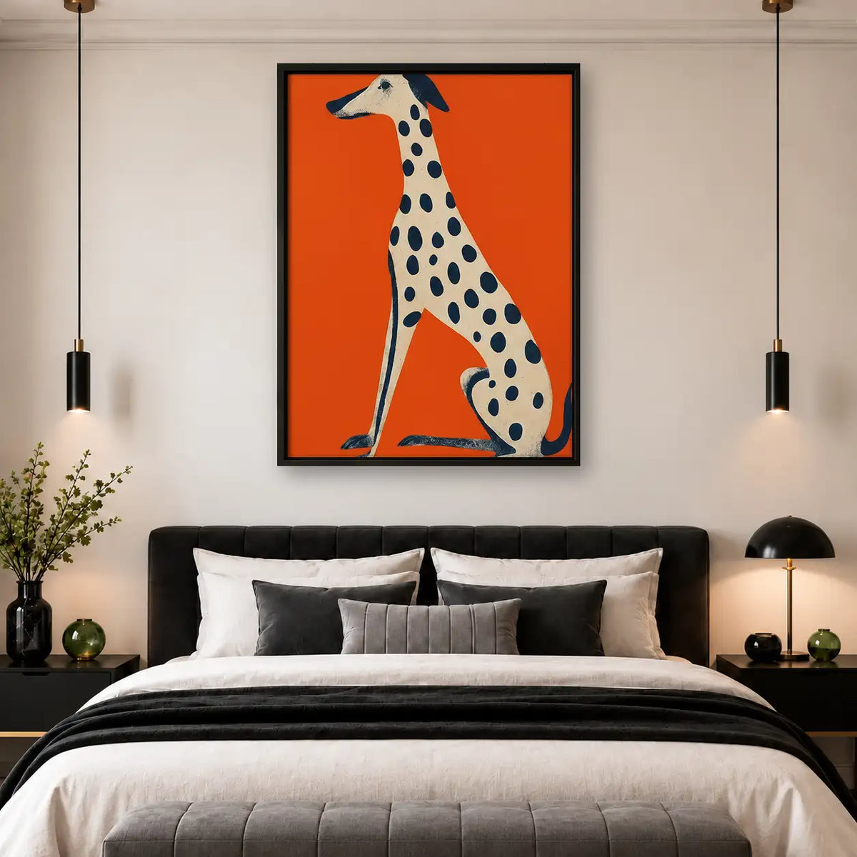 Spotted Greyhound on Orange Wall Art 4