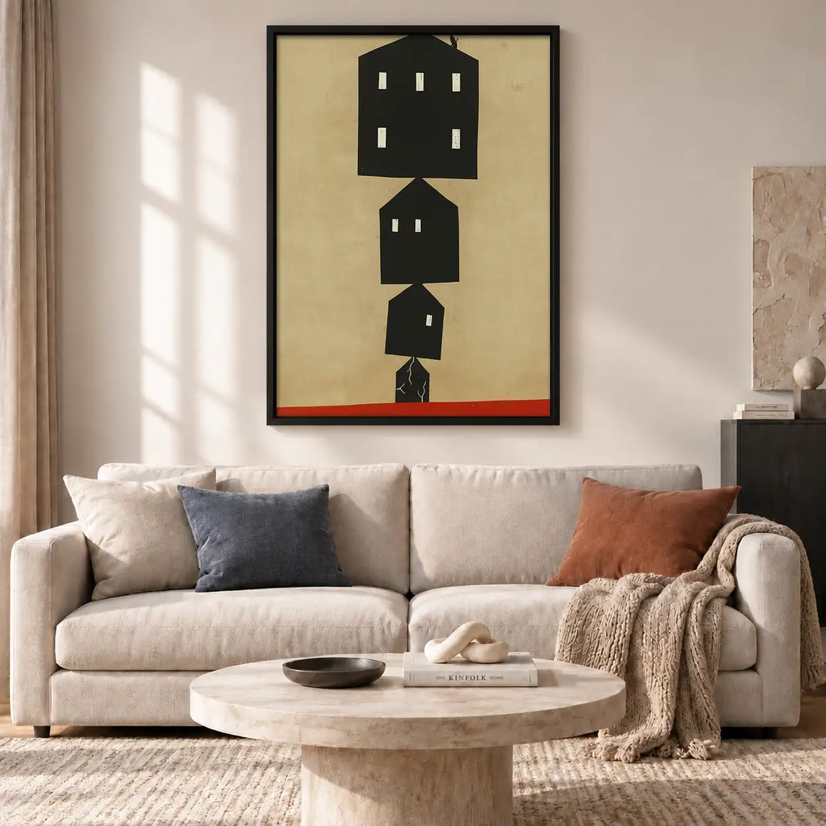 Stacked Crooked Black Houses Wall Art 2