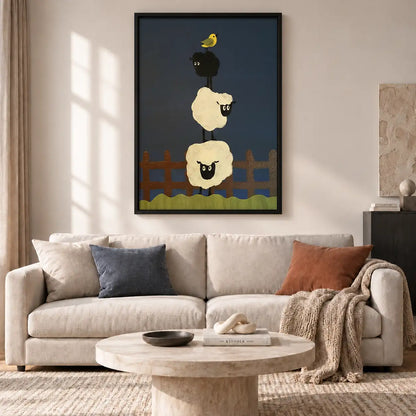 Stacked Sheep and Black Dog Wall Art 2