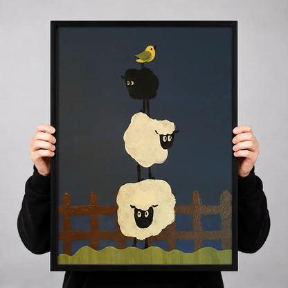 Stacked Sheep and Black Dog Wall Art 3