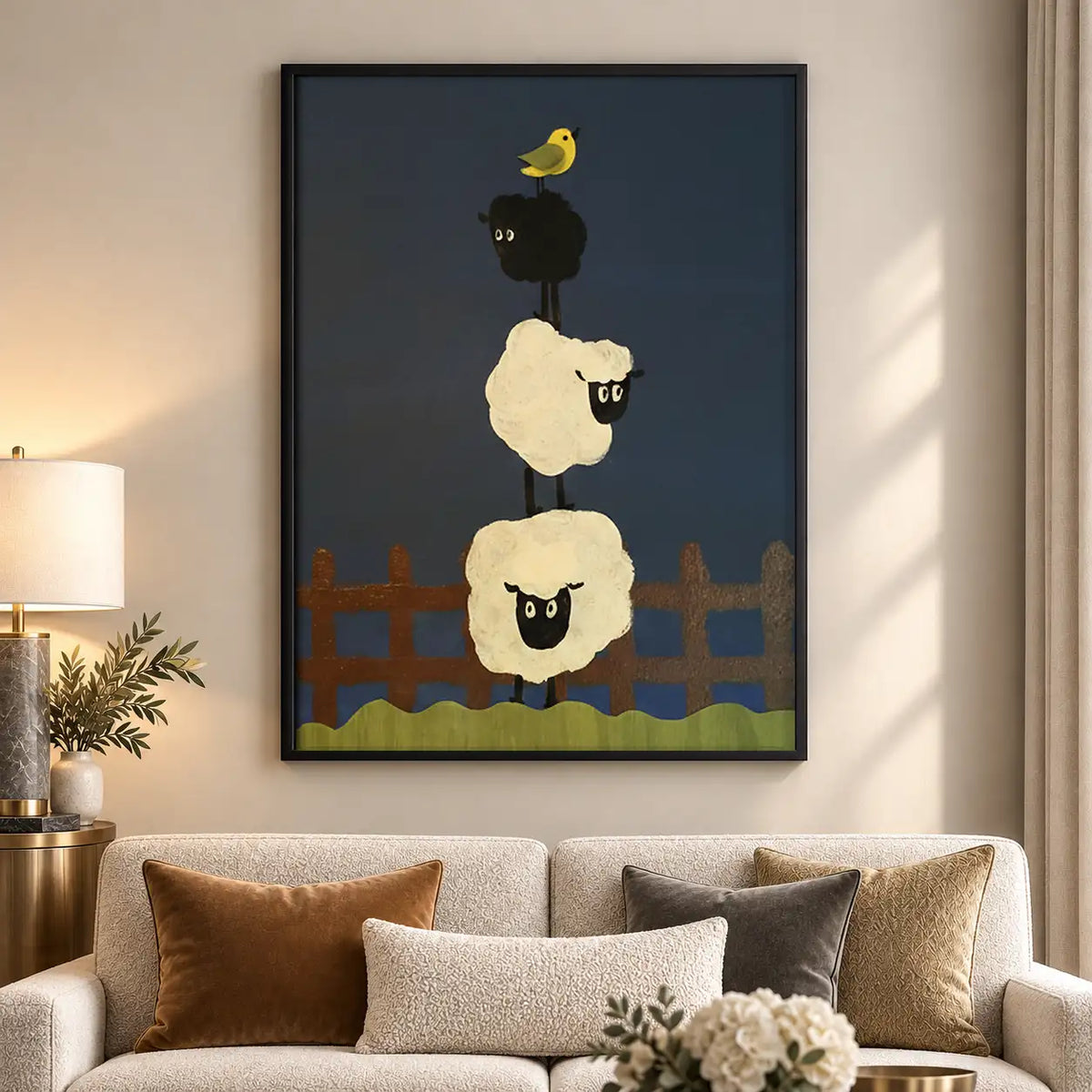 Stacked Sheep and Black Dog Wall Art 5
