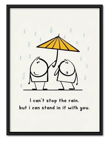 Standing Together Under Yellow Umbrella Wall Art 1