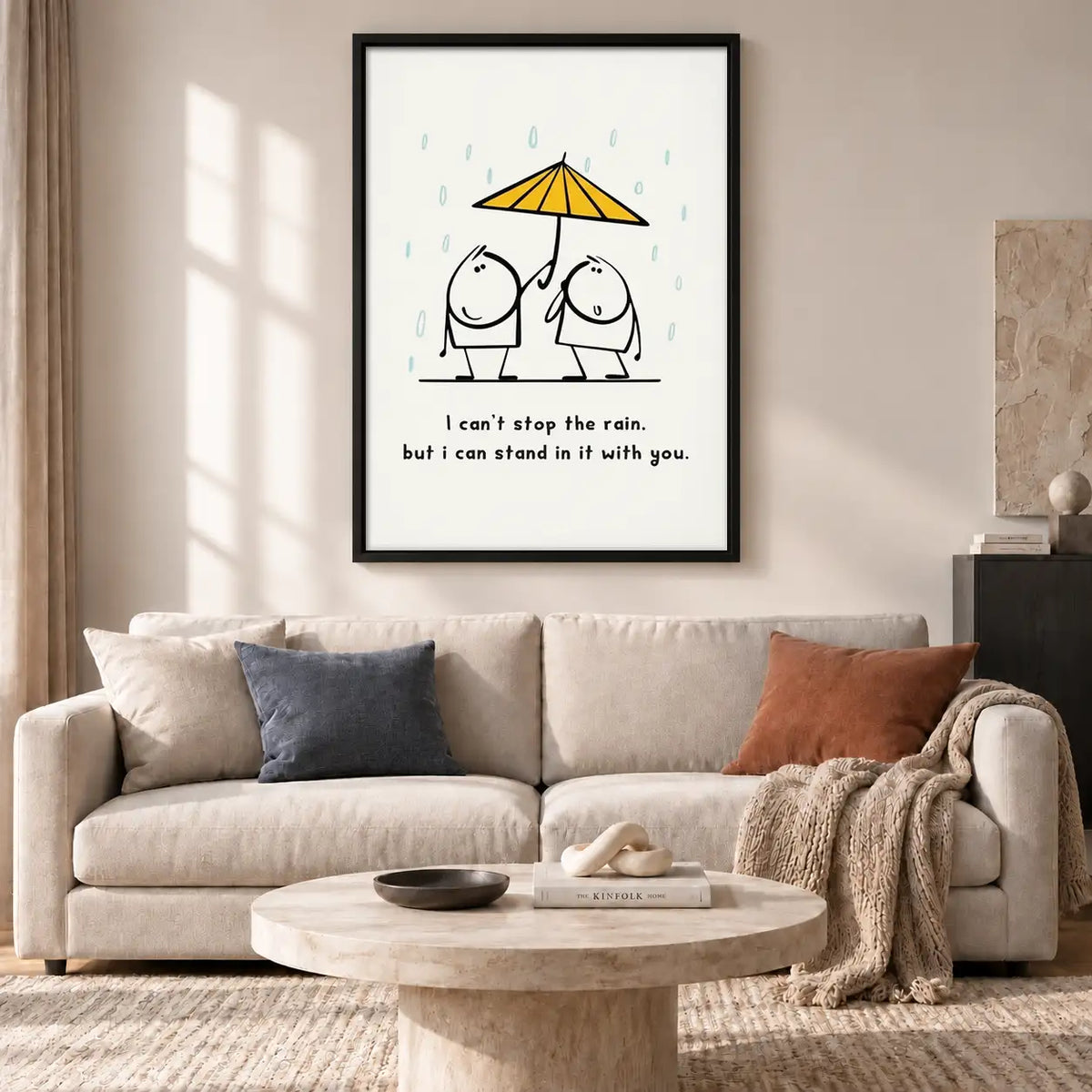 Standing Together Under Yellow Umbrella Wall Art 2