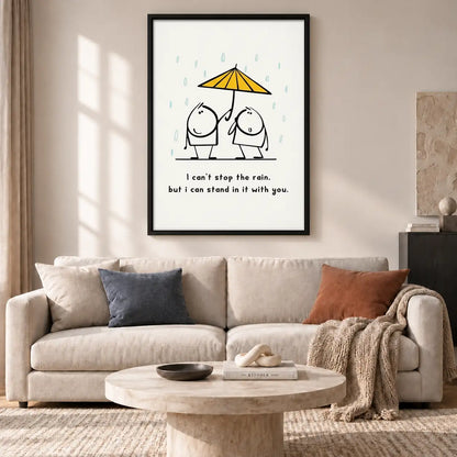 Standing Together Under Yellow Umbrella Wall Art 2
