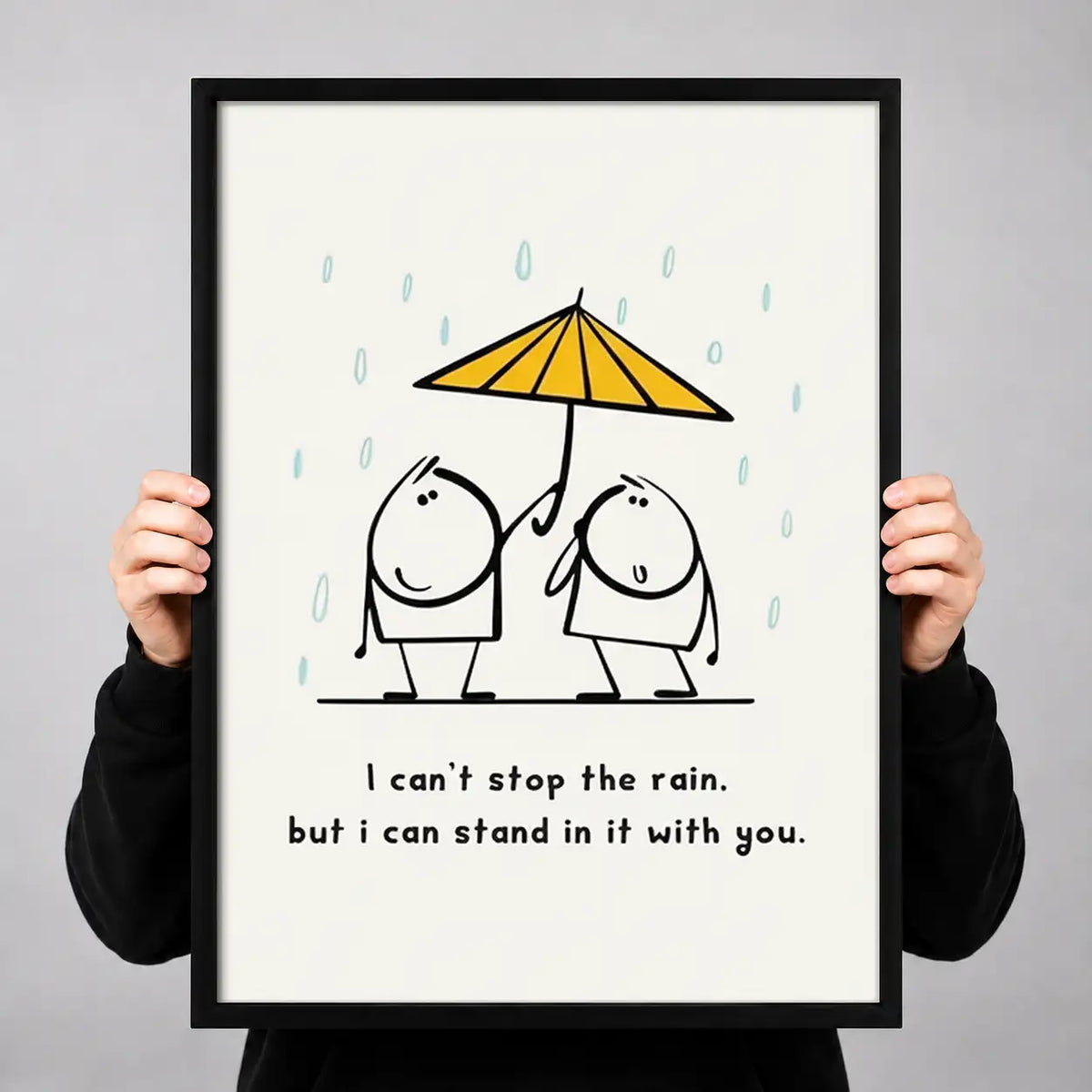 Standing Together Under Yellow Umbrella Wall Art 3
