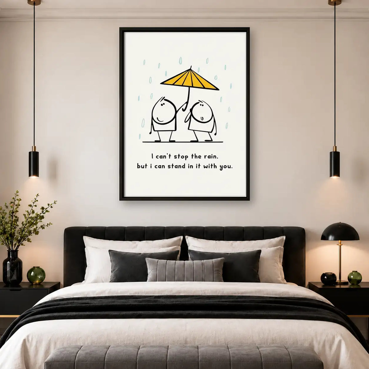 Standing Together Under Yellow Umbrella Wall Art 4