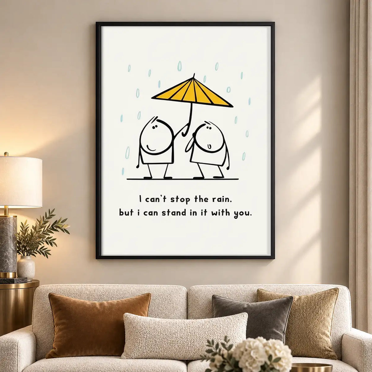 Standing Together Under Yellow Umbrella Wall Art 5