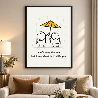 Standing Together Under Yellow Umbrella Wall Art 5