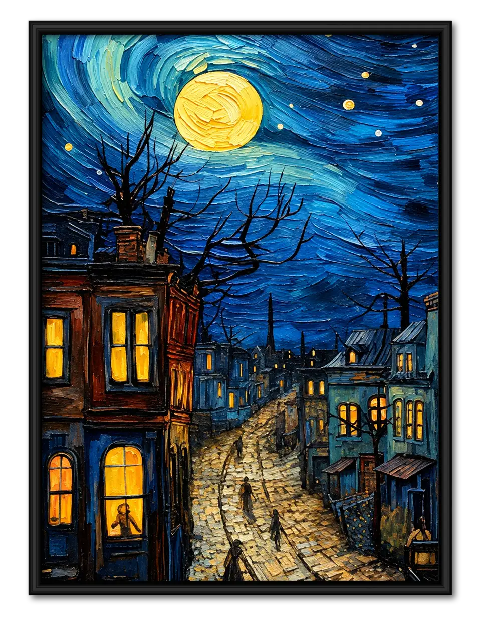 Starry Night City Street Wall Art 1