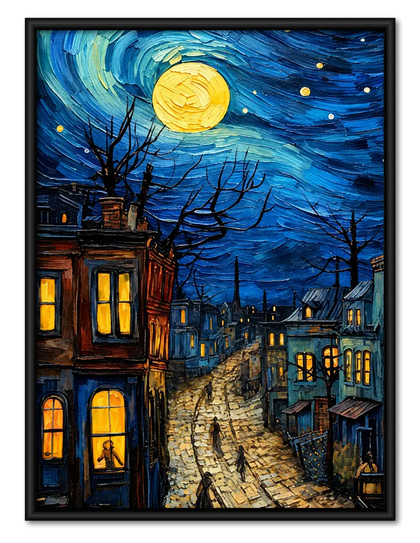 Starry Night City Street Wall Art