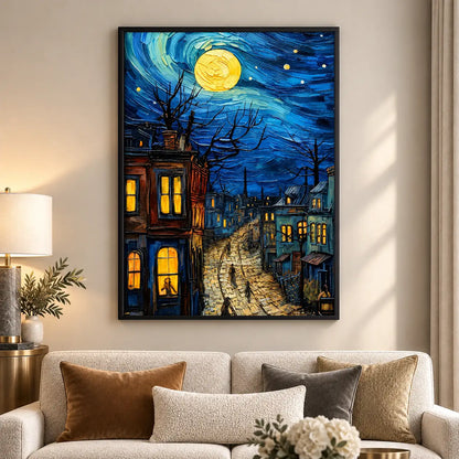 Starry Night City Street Wall Art 5