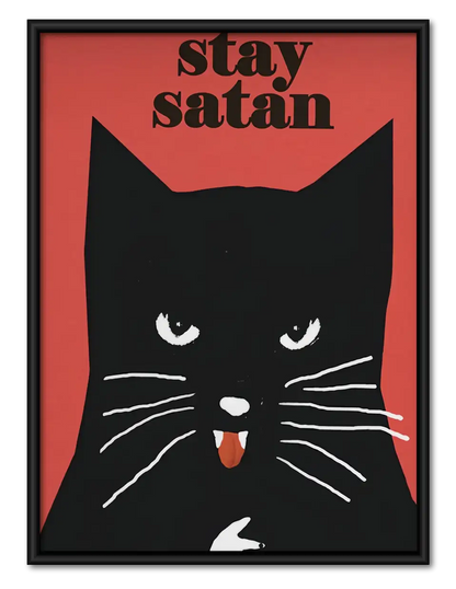 Stay Satan Black Cat Poster Wall Art 1